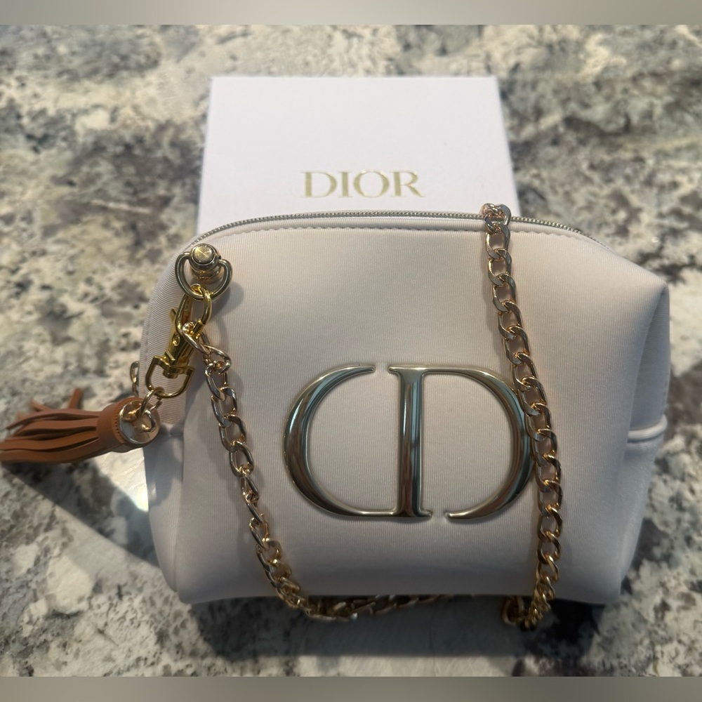 DIOR Cosmetic Bag with Gold Logo and Small Gift Box NWOT